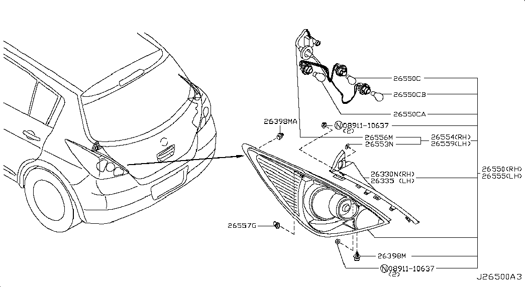 NISSAN 26555-ED025 - Задній ліхтар avtolavka.club