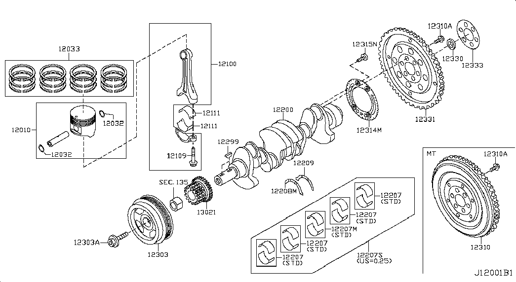 NISSAN 12303-JG30A - Ремінний шків, колінчастий вал avtolavka.club