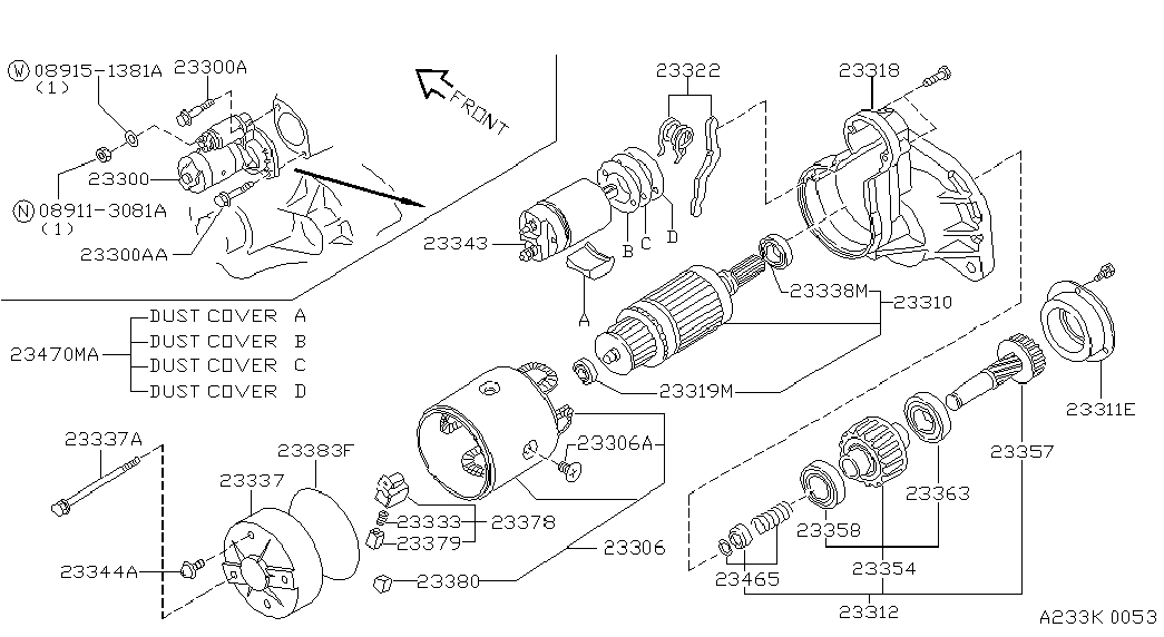 NISSAN 2335411M00 - Провідна шестерня, стартер avtolavka.club