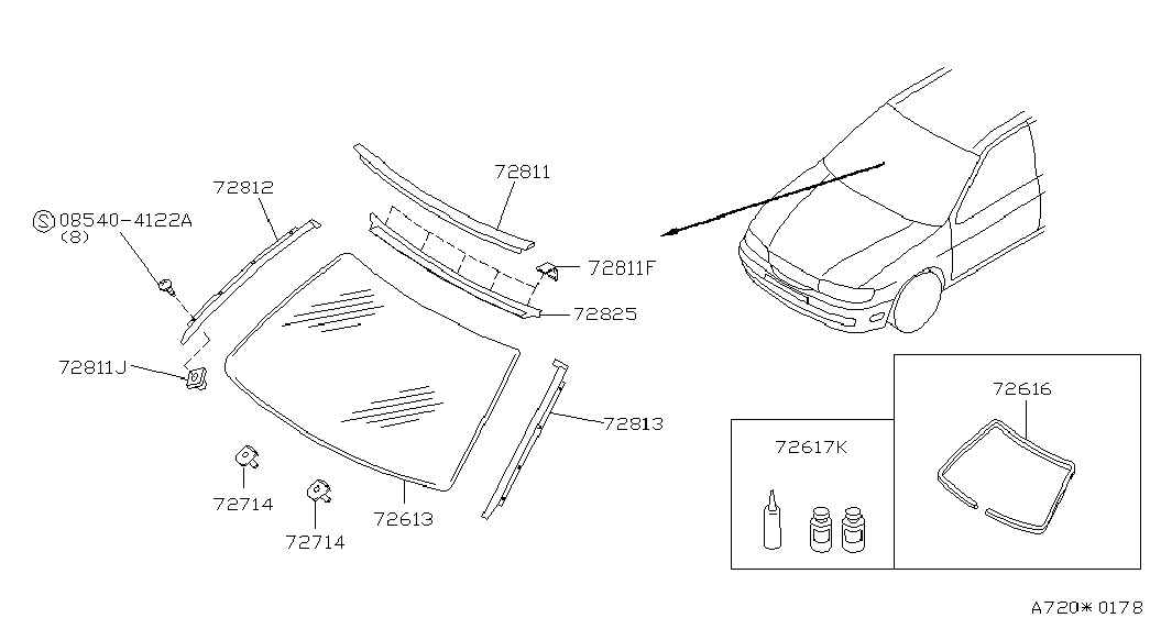 NISSAN 727520N000 - Облицювання / захисна накладка, вітрове скло avtolavka.club