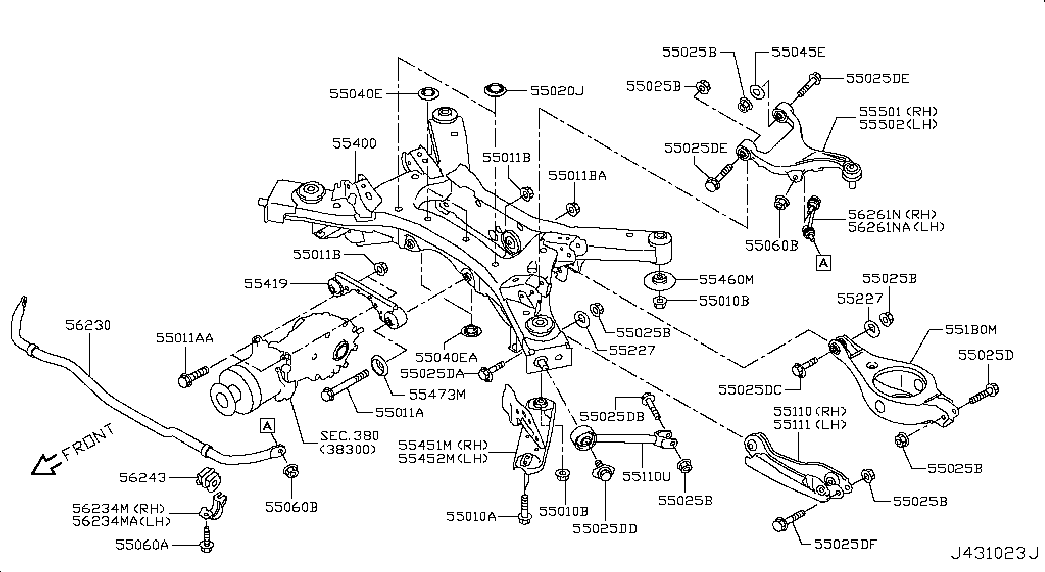 NISSAN 55419-3JV0B - Опора, диференціал avtolavka.club