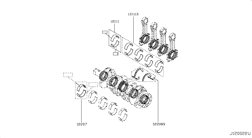 NISSAN 12223-00Q1K - Комплект підшипників колінчастого вала avtolavka.club