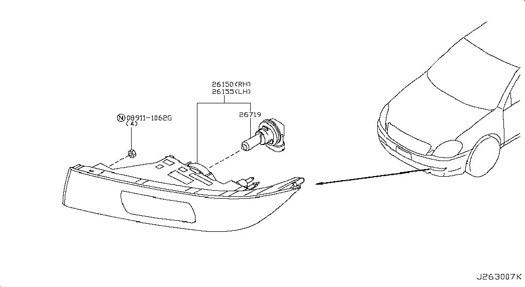 NISSAN 262968990B - Лампа розжарювання, протитуманні фари avtolavka.club