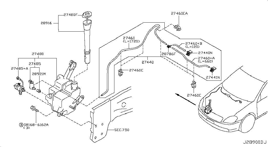 NISSAN 2892050Y00 - Водяний насос, система очищення вікон avtolavka.club