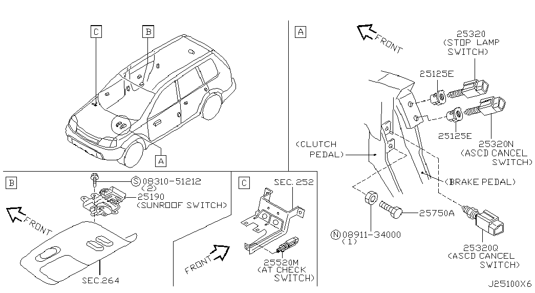 Infiniti 25320AX00C - Вимикач ліхтаря сигналу гальмування avtolavka.club