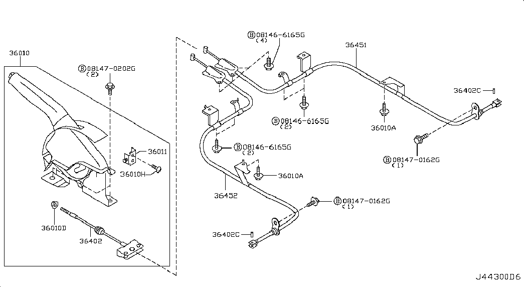 NISSAN 36402-4M60A - Трос, гальмівна система avtolavka.club