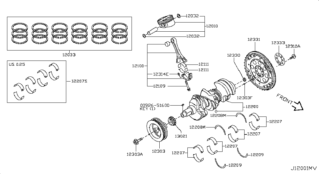 NISSAN 12303-JA10A - Ремінний шків, колінчастий вал avtolavka.club