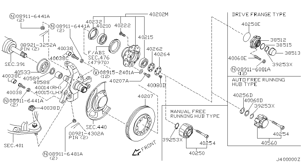 NISSAN 40232-31G00 - Комплект підшипника маточини колеса avtolavka.club