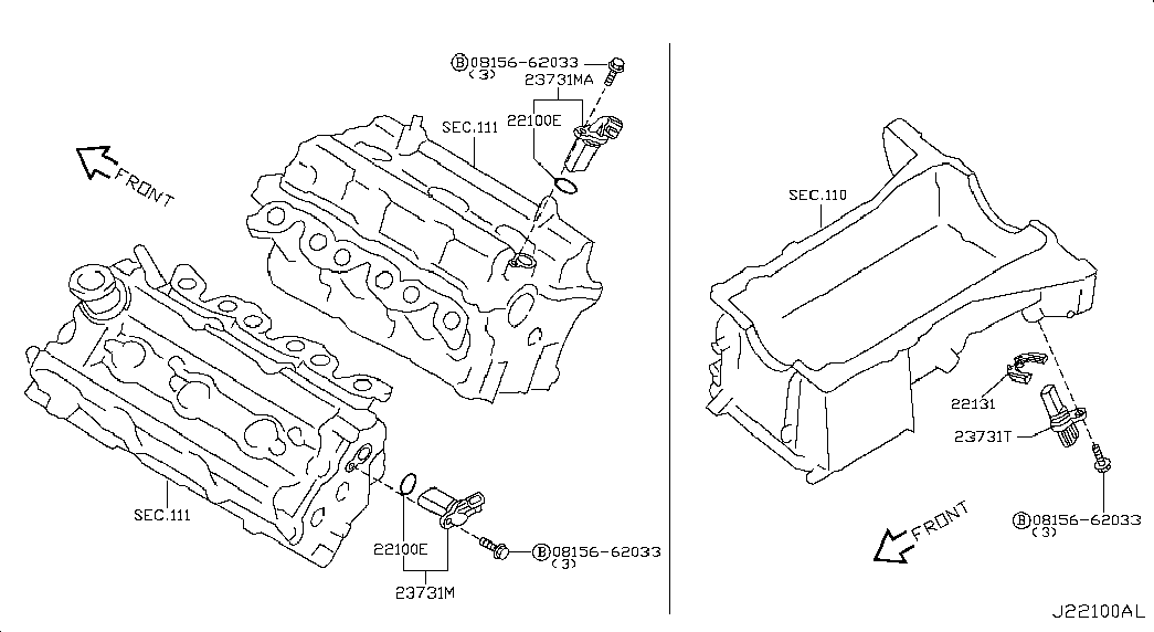 NISSAN 23731AL606 - Датчик імпульсів, колінчастий вал avtolavka.club