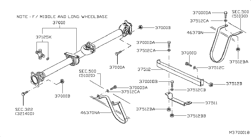 NISSAN 37125-MB425 - Карданний шарнір з хрестовиною avtolavka.club