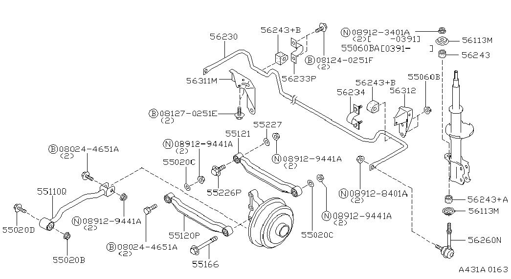 NISSAN 5512162C00 - Тяга / стійка, підвіска колеса avtolavka.club