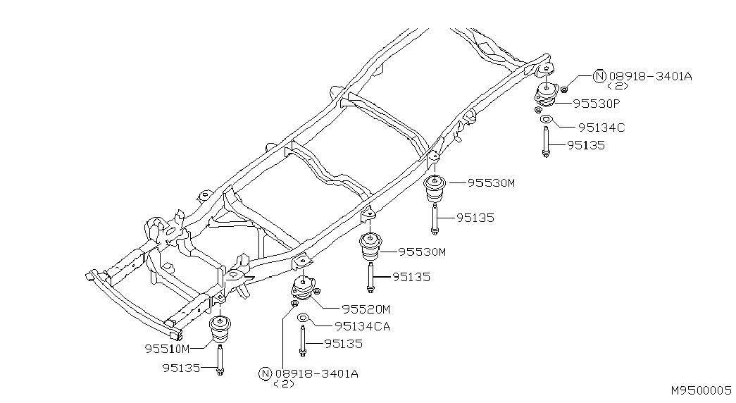 NISSAN 95520-EB30A - Втулка, балка мосту avtolavka.club