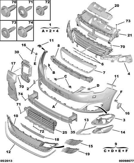 PEUGEOT 16 107 451 80 - Решітка радіатора avtolavka.club