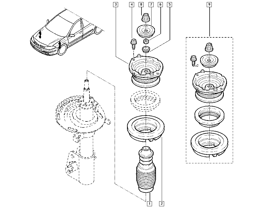 RENAULT 77 00 424 482 - Опора стійки амортизатора, подушка avtolavka.club