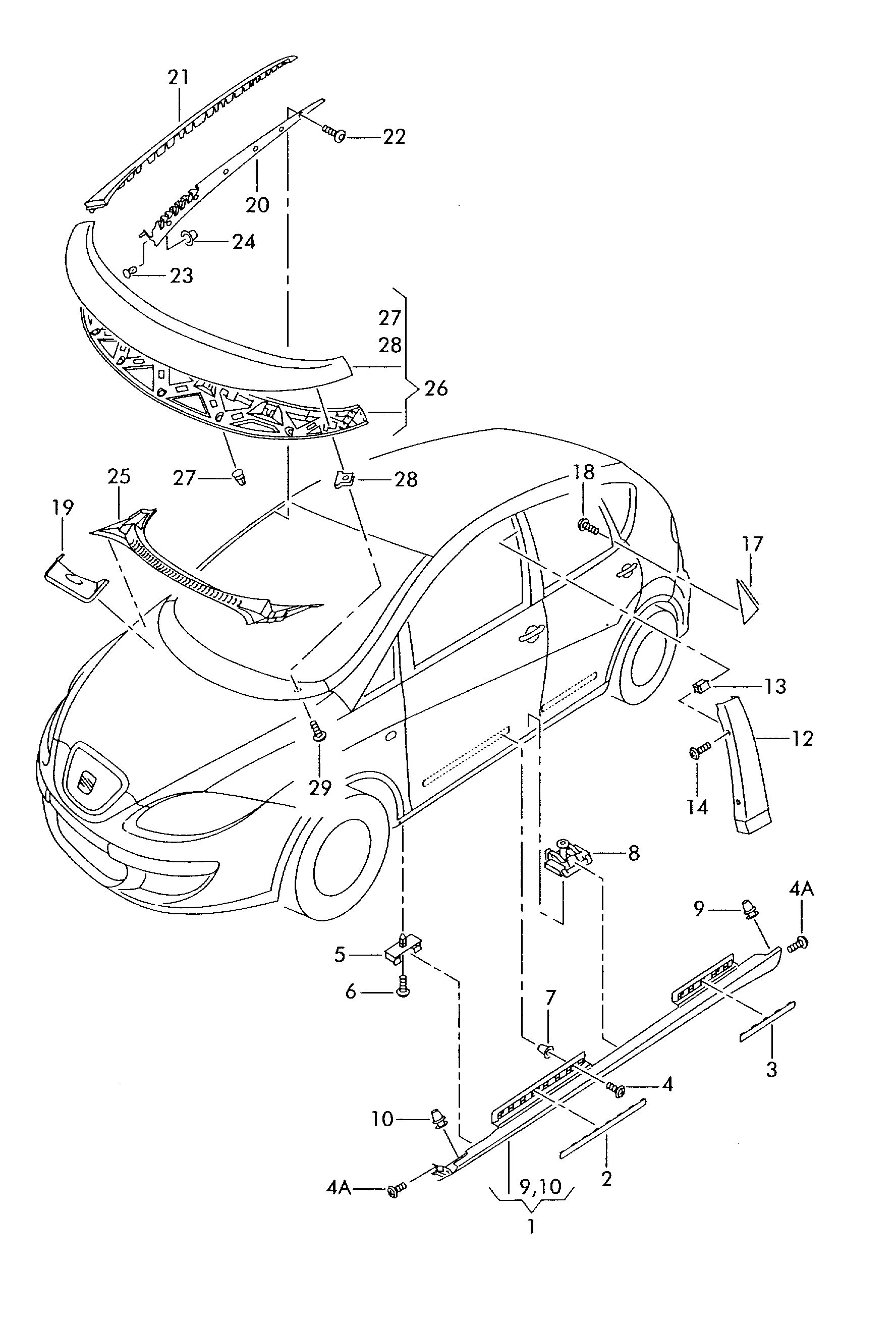 Seat 191853585A - Зажим, молдинг / захисна накладка avtolavka.club