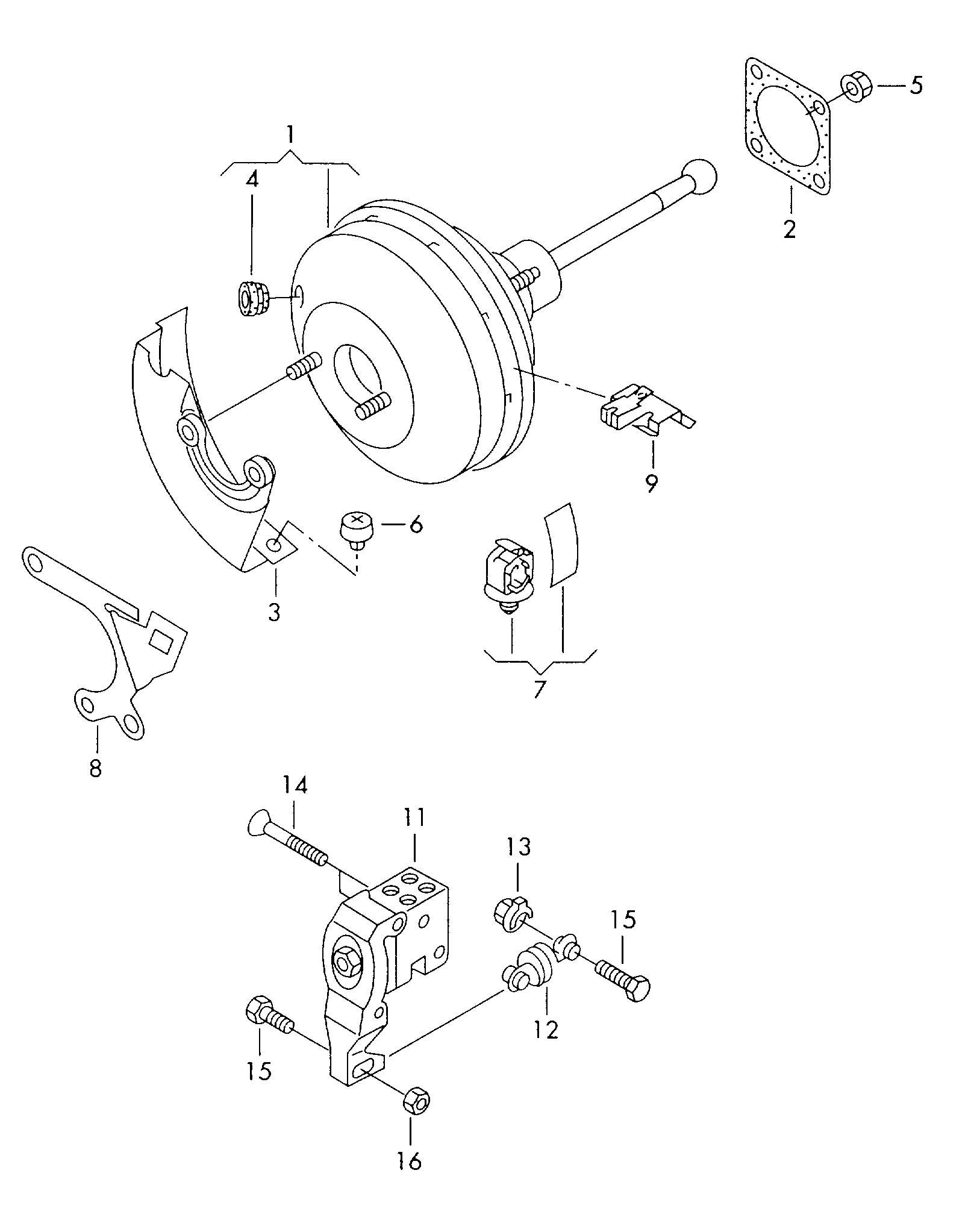 AUDI 1K1614106N - Підсилювач гальмівної системи avtolavka.club