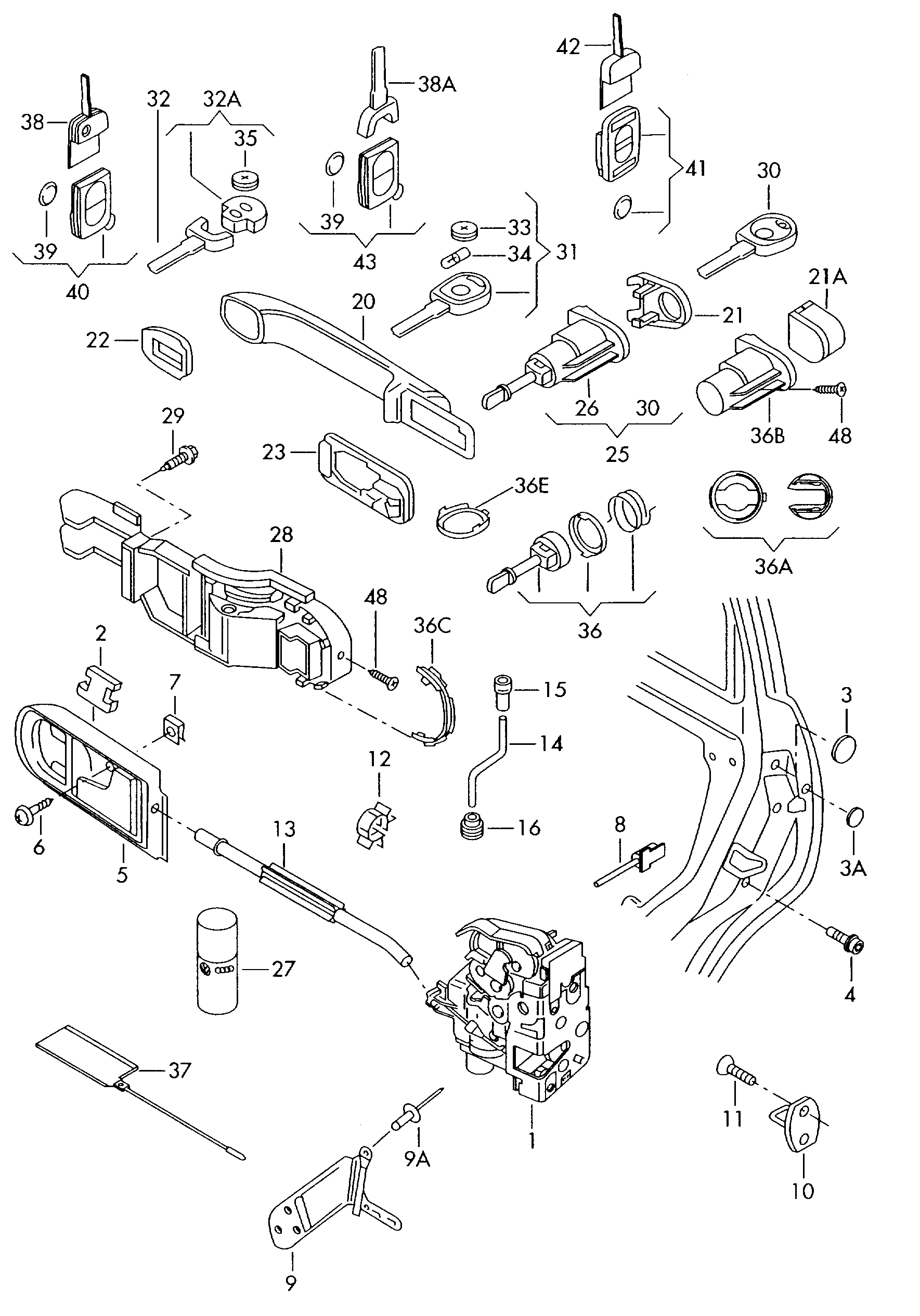 AUDI 3B1837015A - Замок двері avtolavka.club