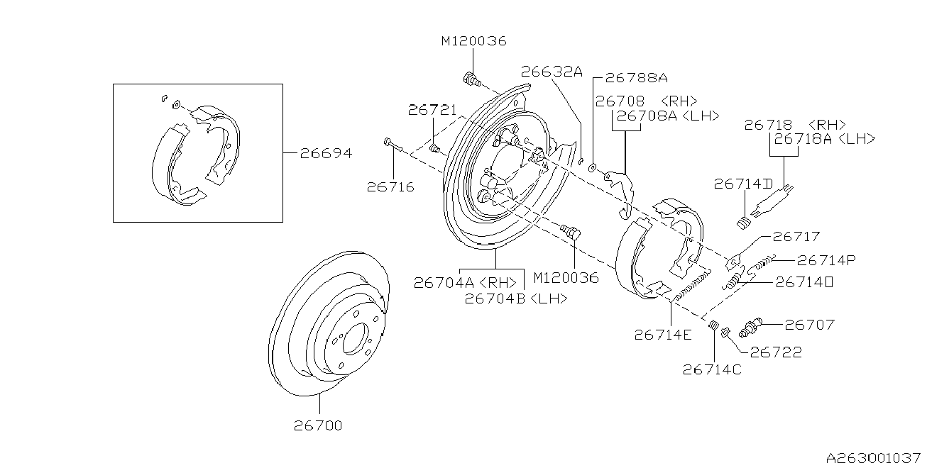 Mitsubishi 26698-AC000 - Комплект гальм, ручник, парковка avtolavka.club