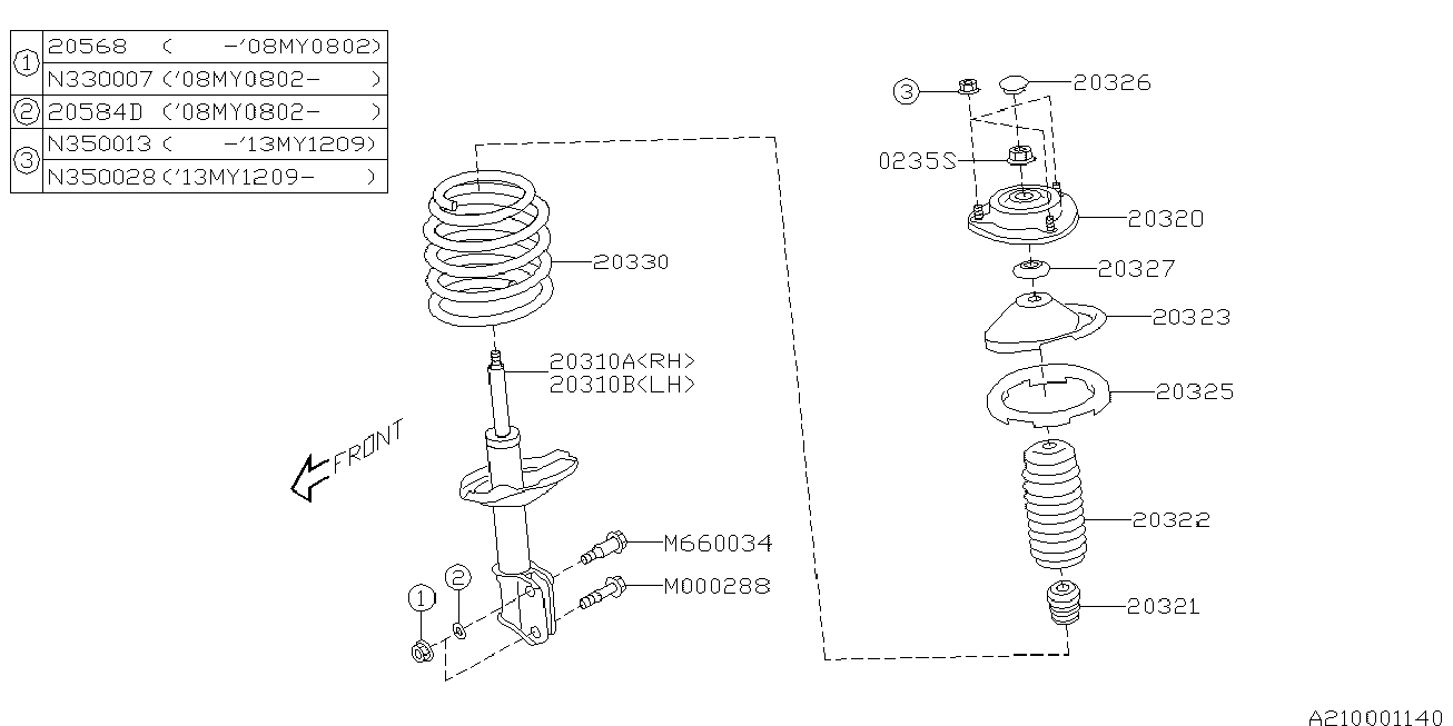 Subaru 20320-XA00A-9E - Підвіска, амортизатори avtolavka.club