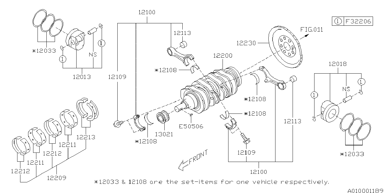 Subaru 12033-AC210 - Комплект поршневих кілець avtolavka.club