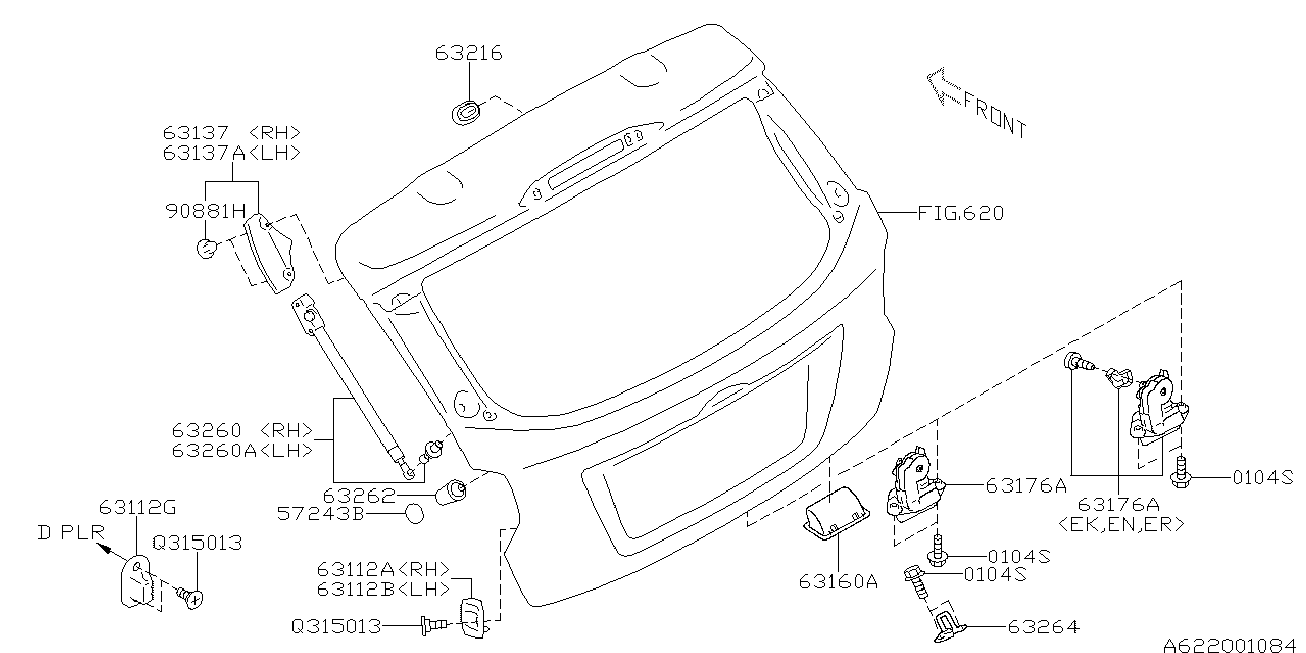 Subaru 63269FJ000 - Газова пружина, кришка багажник avtolavka.club