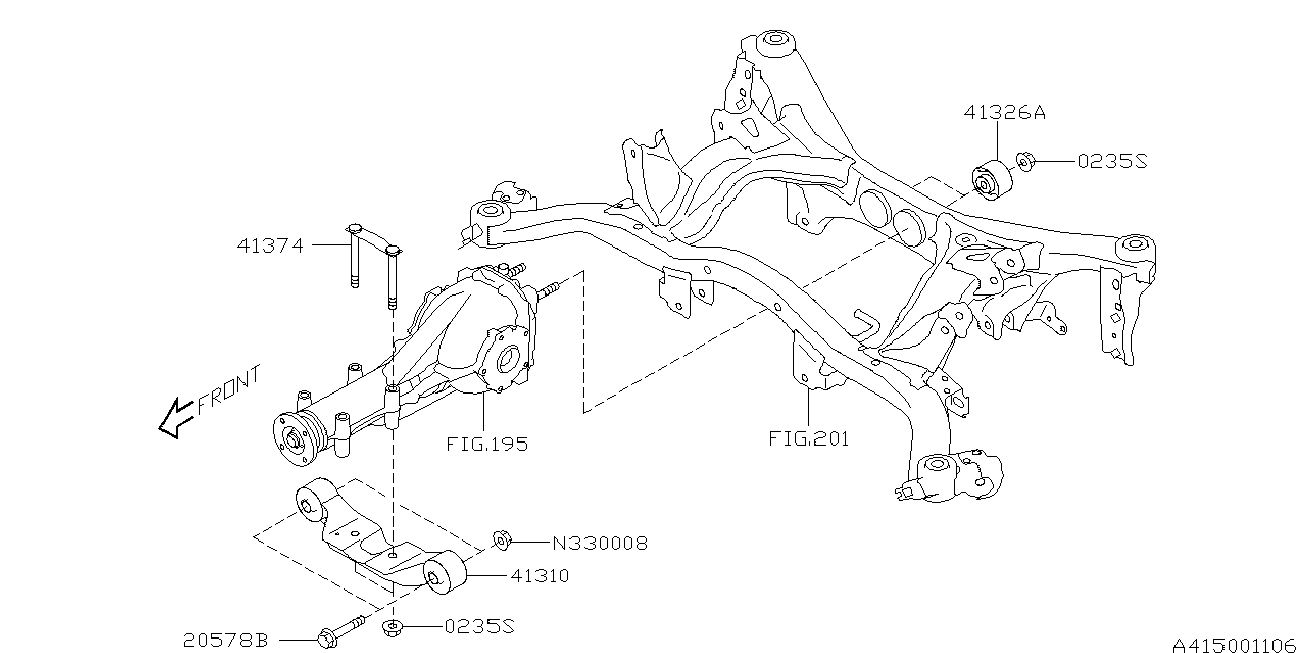 Subaru 41322FJ010 - Опора, диференціал avtolavka.club