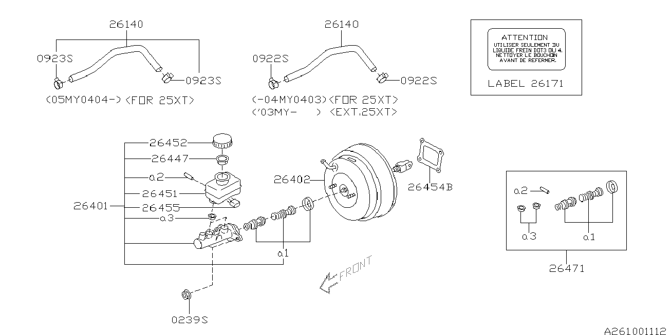 Subaru 26401-FA030 - Головний гальмівний циліндр avtolavka.club