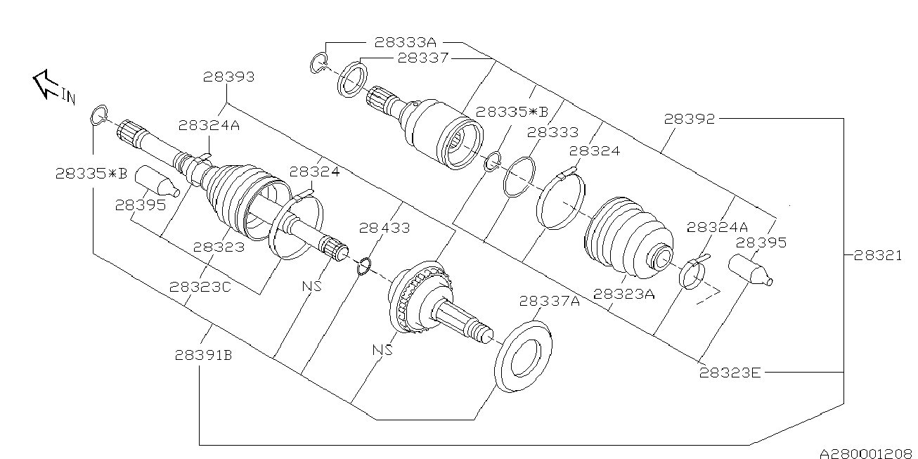 Subaru 28393-FE110 - Шарнірний комплект, ШРУС, приводний вал avtolavka.club