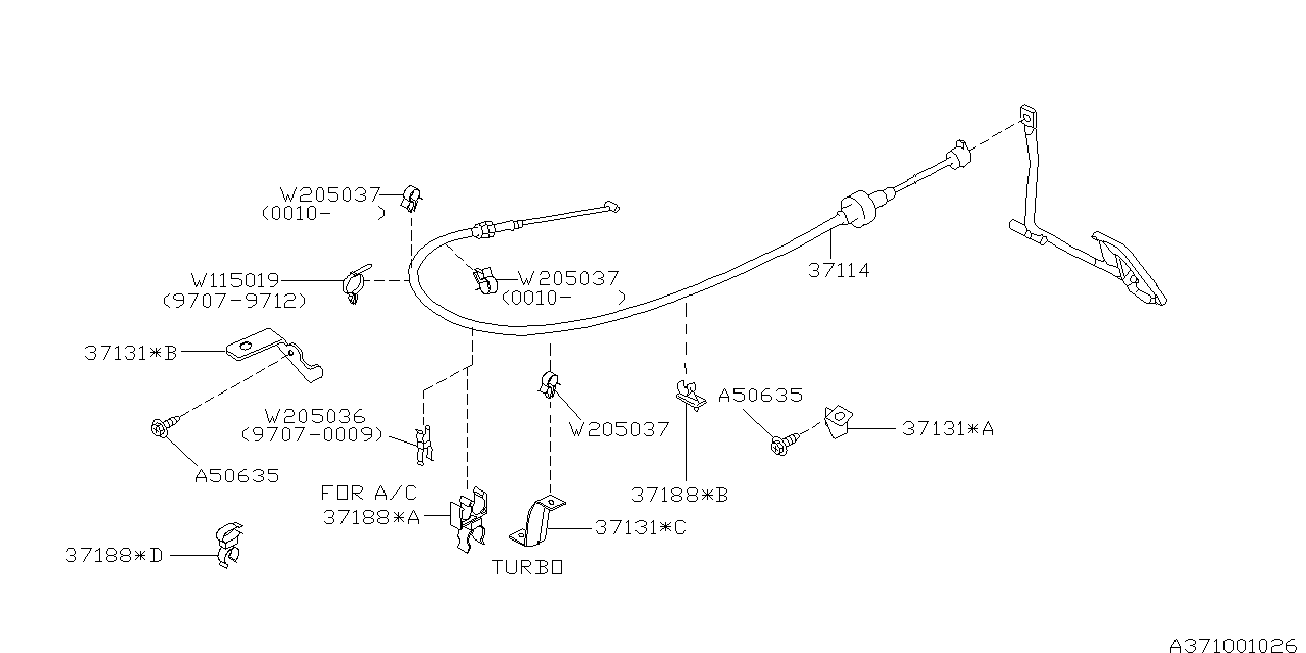 Subaru 37114FA070 - Тросик газу avtolavka.club