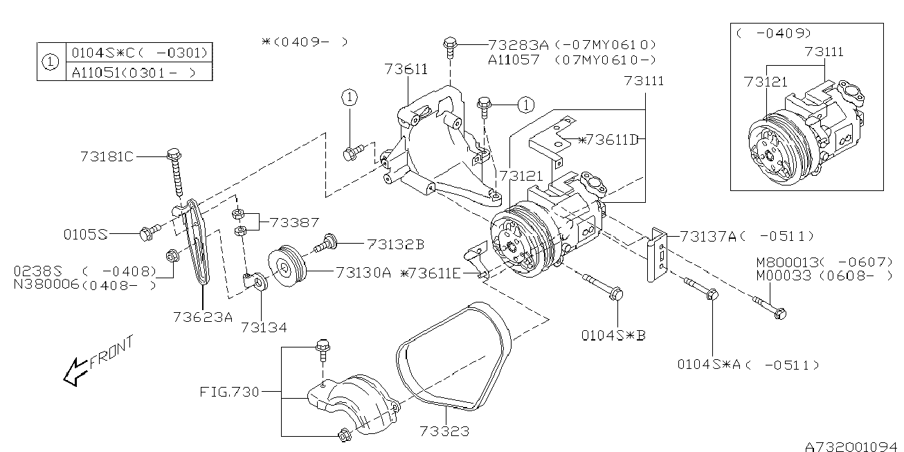 Subaru 73111-SA000 - Компресор, кондиціонер avtolavka.club