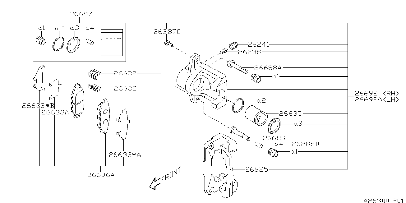 Subaru 26697-XA000 - Ремкомплект, гальмівний супорт avtolavka.club