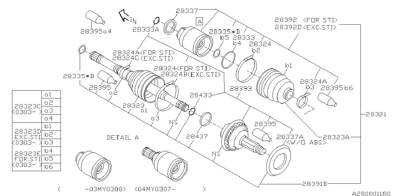 Subaru 28393-FE030 - Шарнірний комплект, ШРУС, приводний вал avtolavka.club