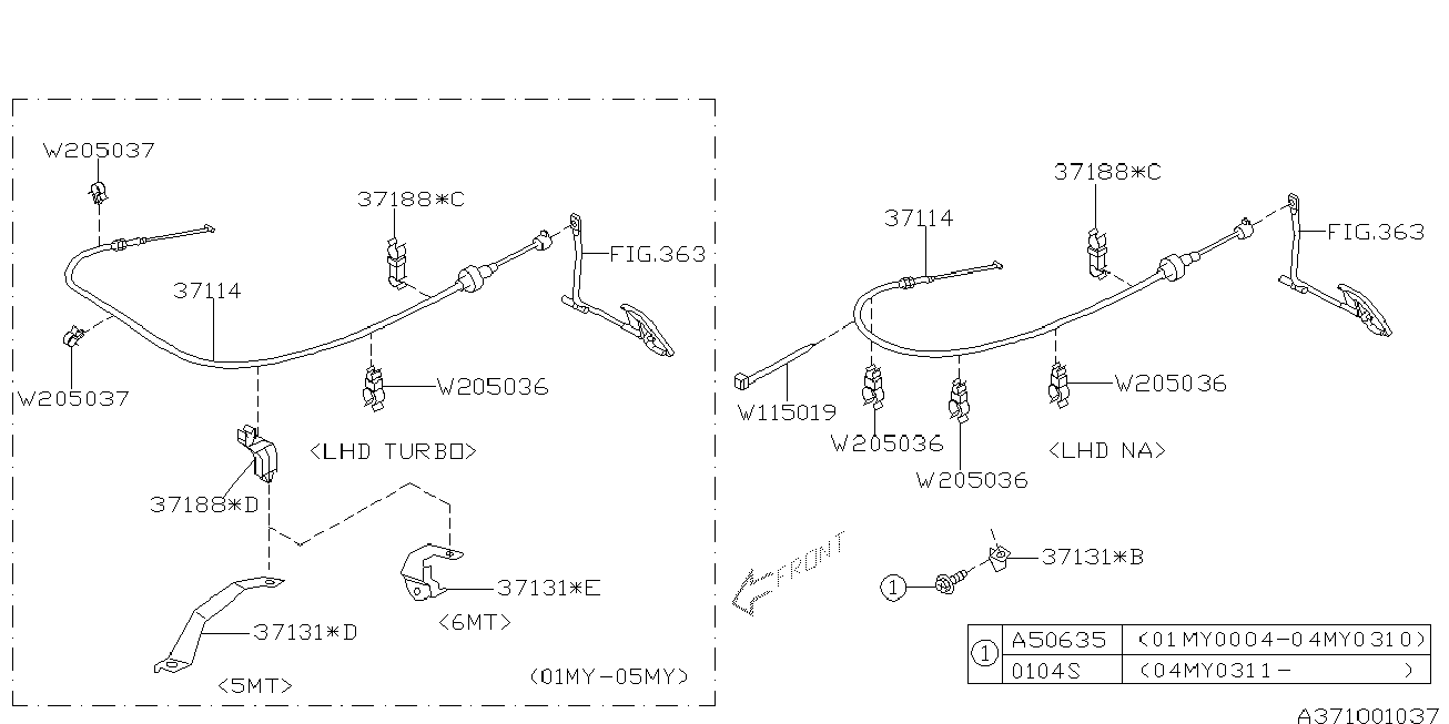 Subaru 37114FE050 - Тросик газу avtolavka.club