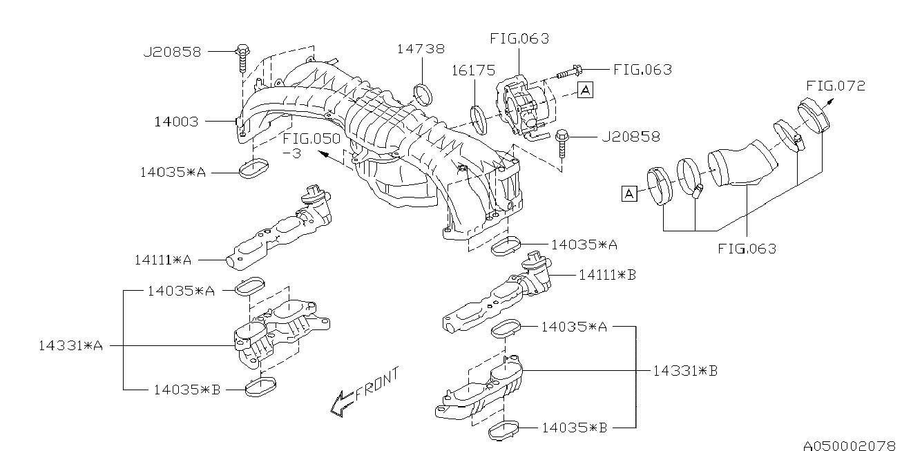 Subaru 14035AA620 - Прокладка, впускний колектор avtolavka.club