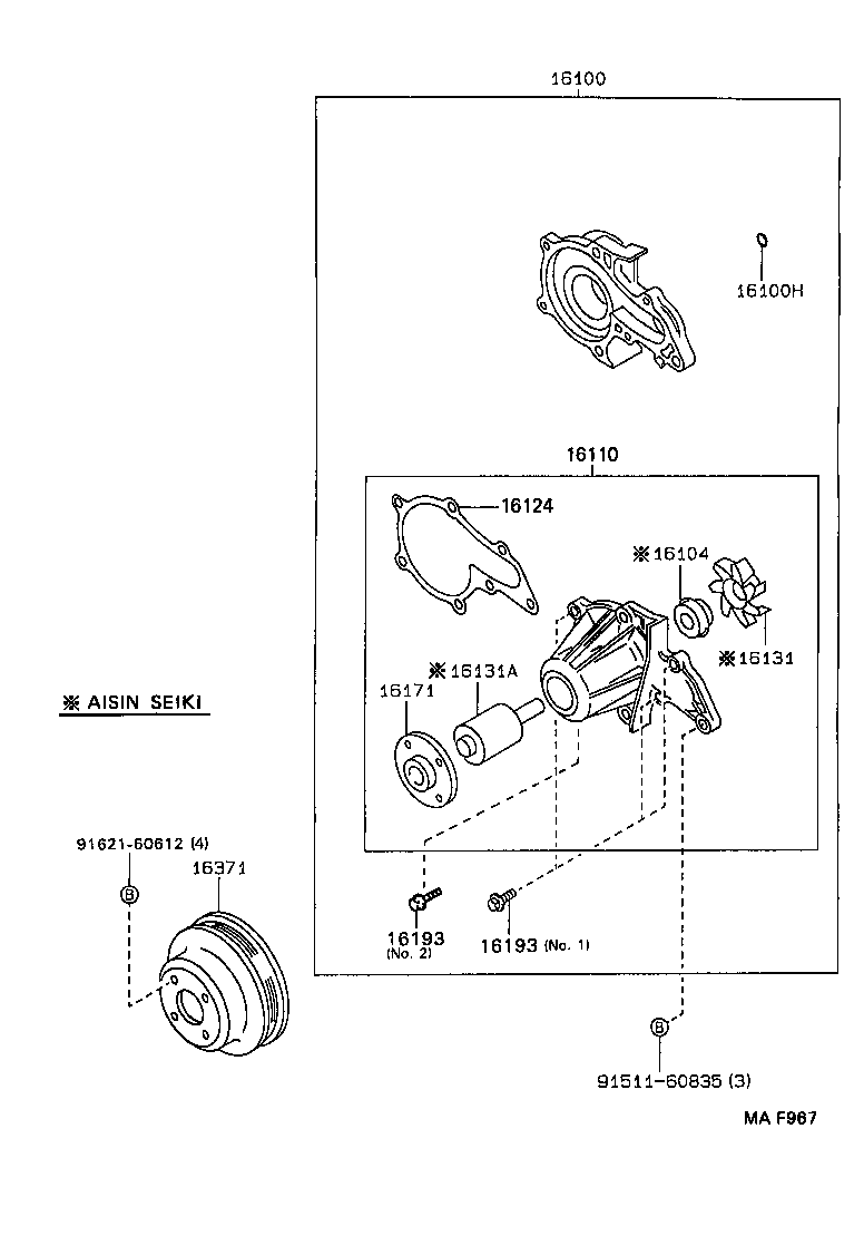 LEXUS 1611019135 - Водяний насос avtolavka.club