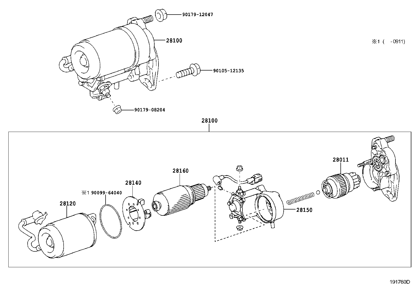 TOYOTA 2801167030 - Провідна шестерня, стартер avtolavka.club