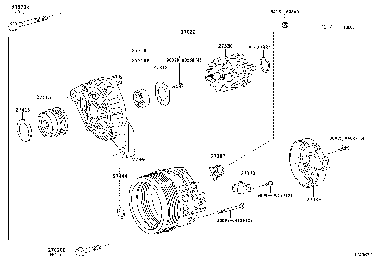 TOYOTA 2733047330 - Генератор avtolavka.club