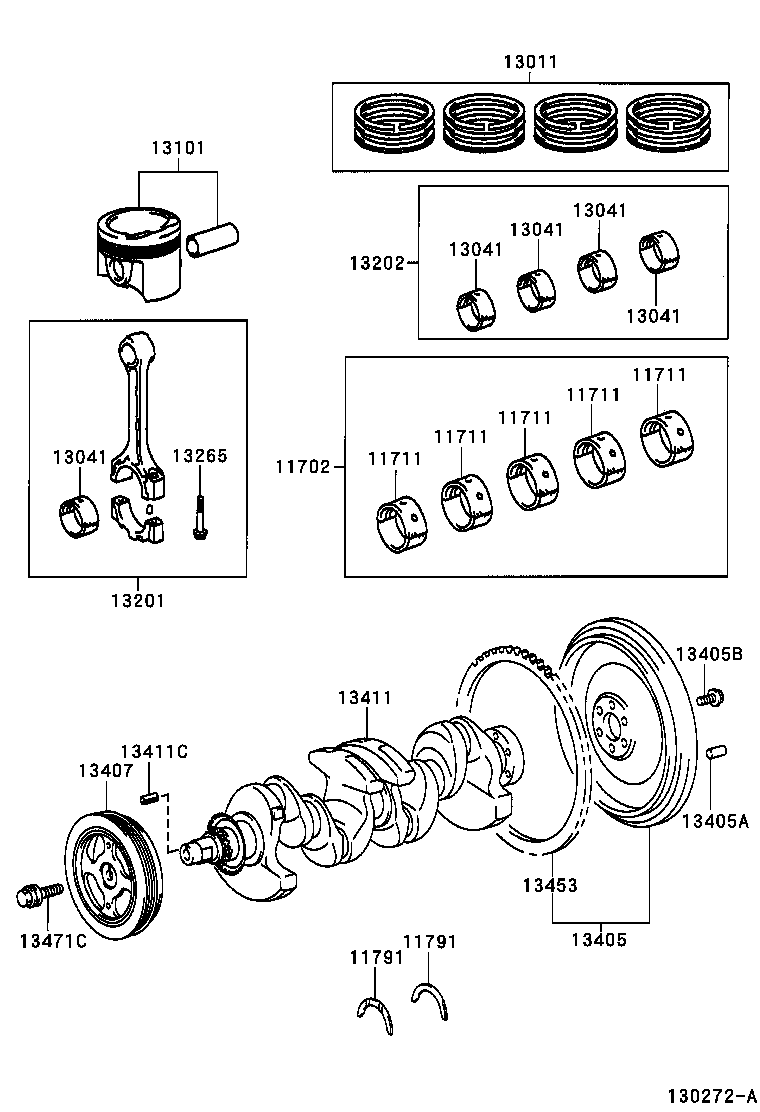 TOYOTA 11704-21010 - Комплект підшипників колінчастого вала avtolavka.club