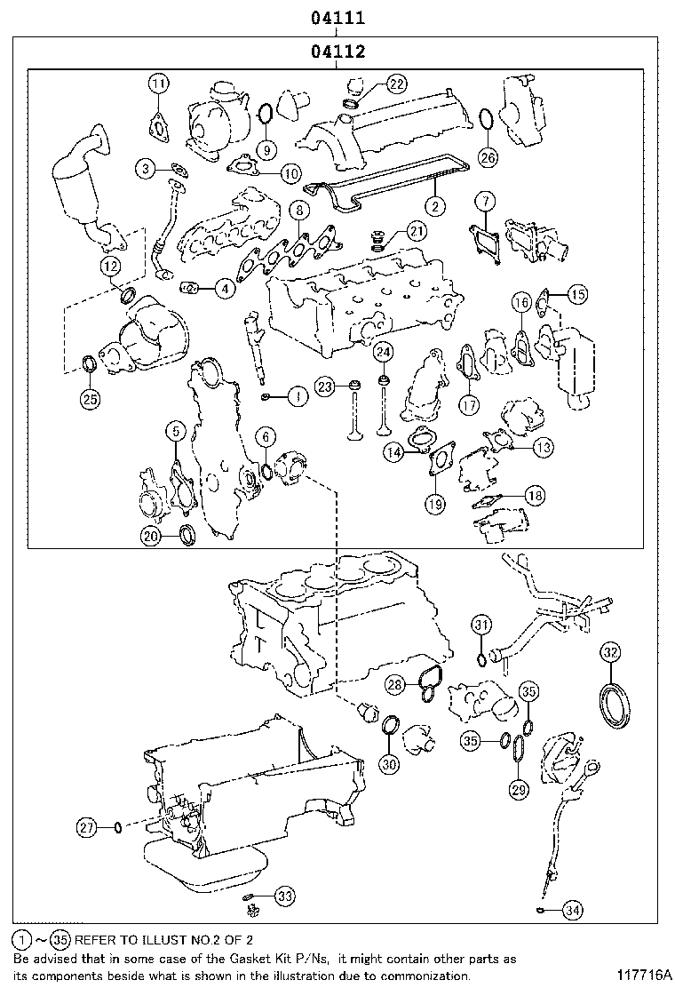 TOYOTA 04112-33181 - Комплект прокладок, головка циліндра avtolavka.club