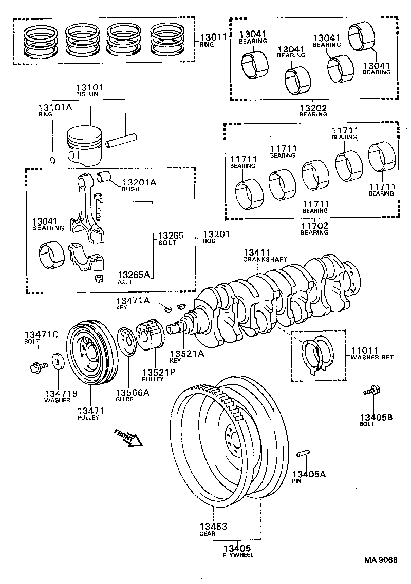 TOYOTA 13408-64060 - Ремінний шків, колінчастий вал avtolavka.club