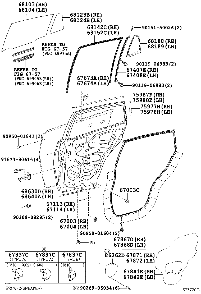 TOYOTA 6811342140 - Бокове вікно двері avtolavka.club