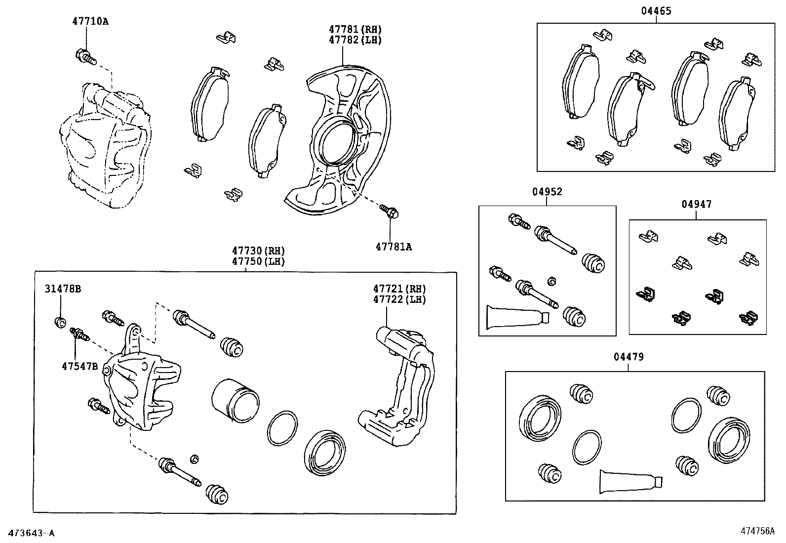 TOYOTA 04479-05050 - Ремкомплект, гальмівний супорт avtolavka.club