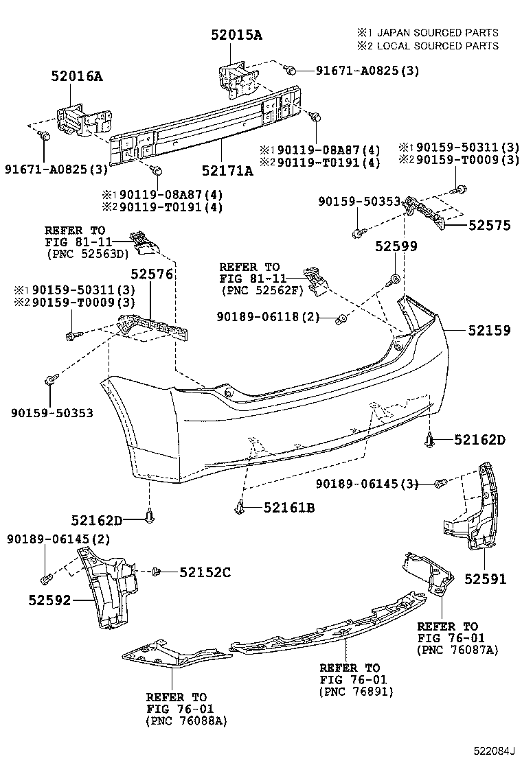 TOYOTA 5201547050 - Підсилювач бампера avtolavka.club