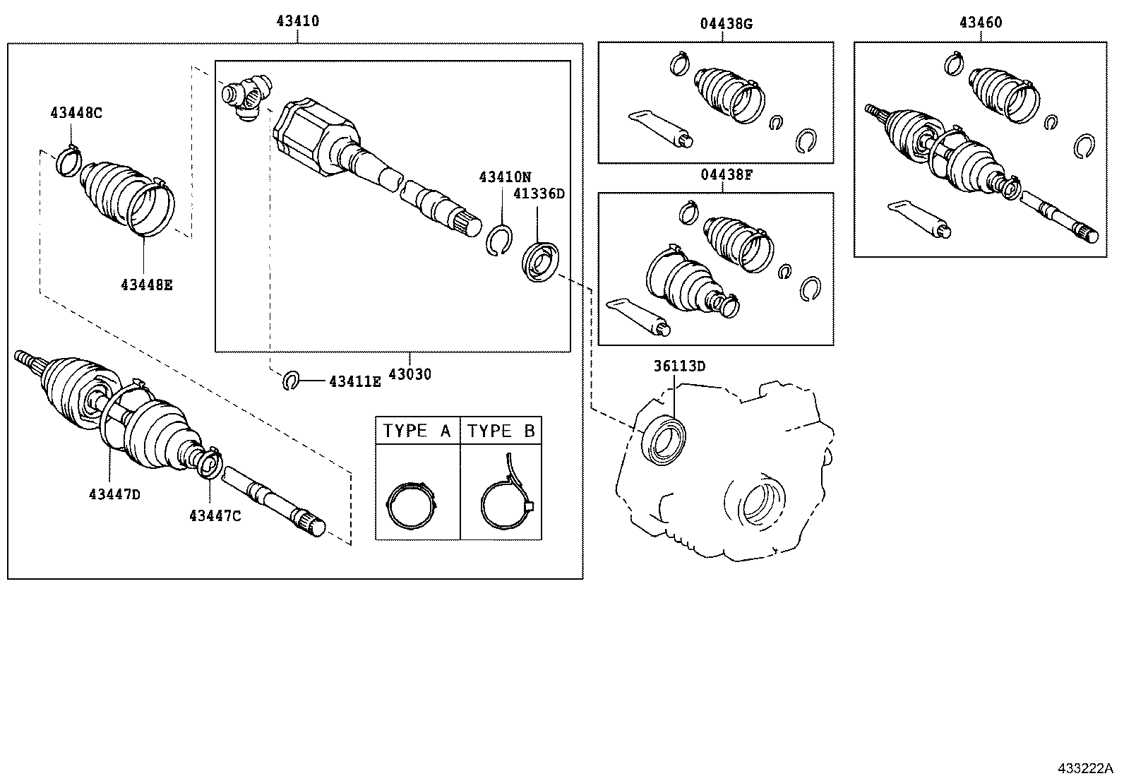 TOYOTA 4346049106 - Шарнірний комплект, ШРУС, приводний вал avtolavka.club