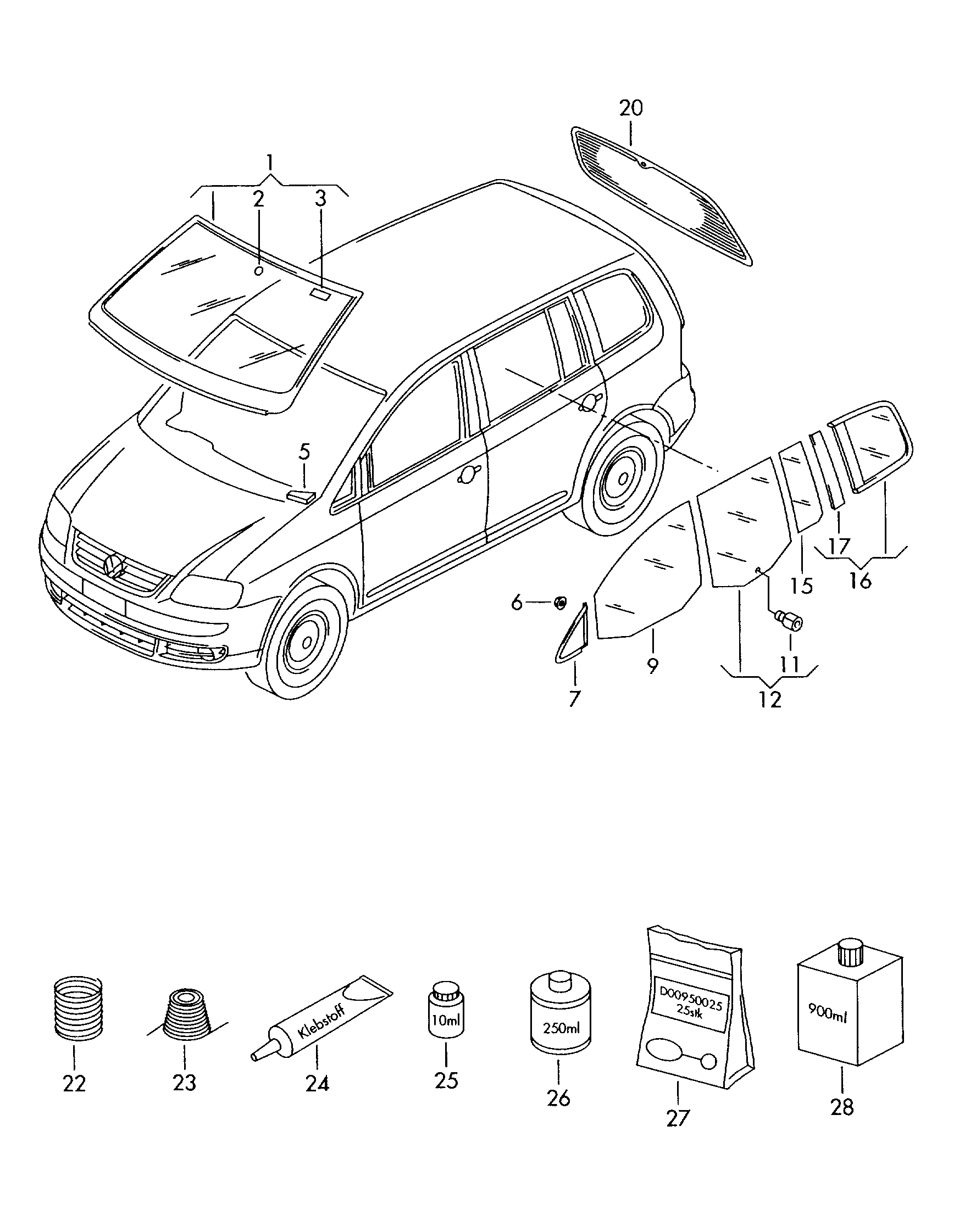 VW 1T0845051F - Заднє скло avtolavka.club