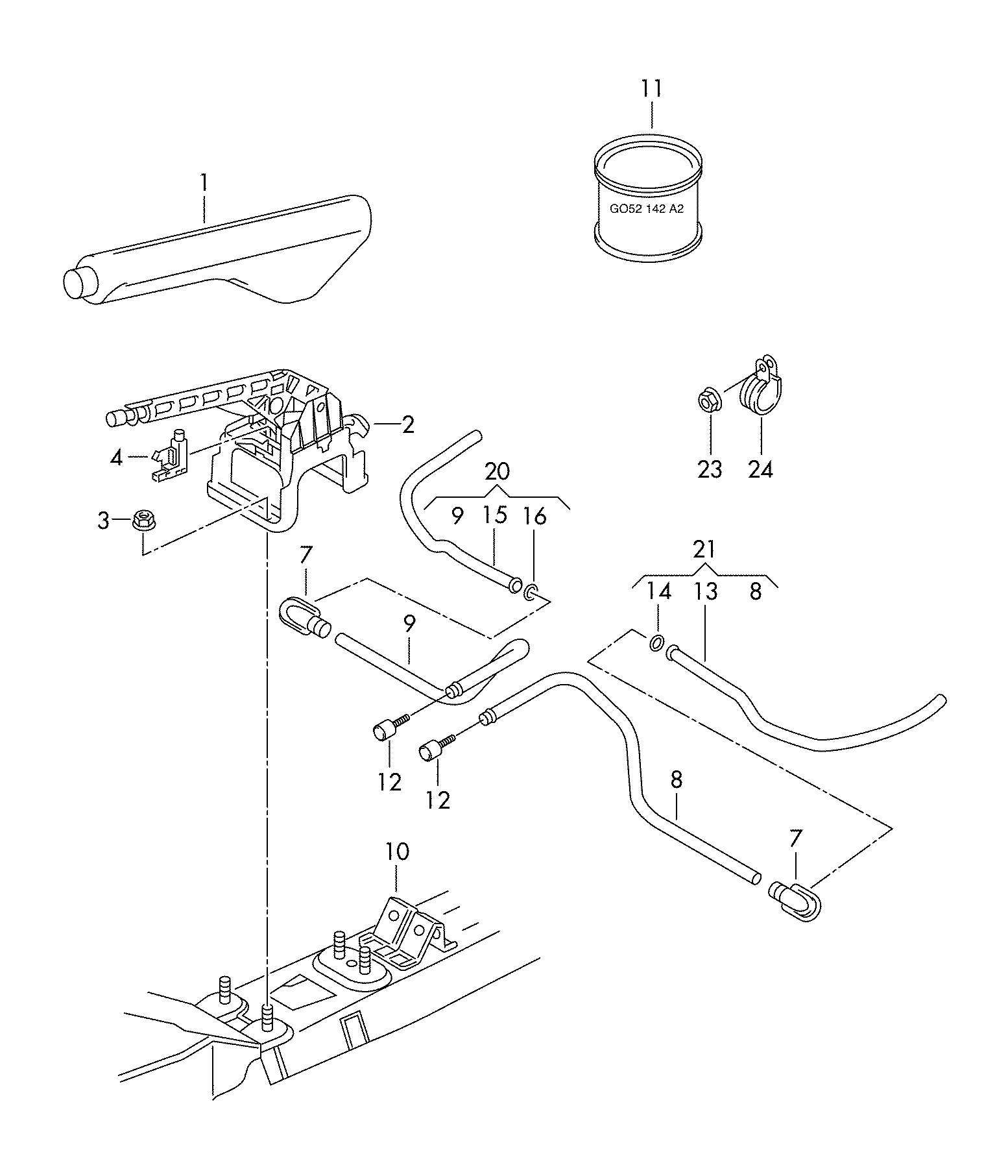 VW 2K5 711 952 - Трос, гальмівна система avtolavka.club