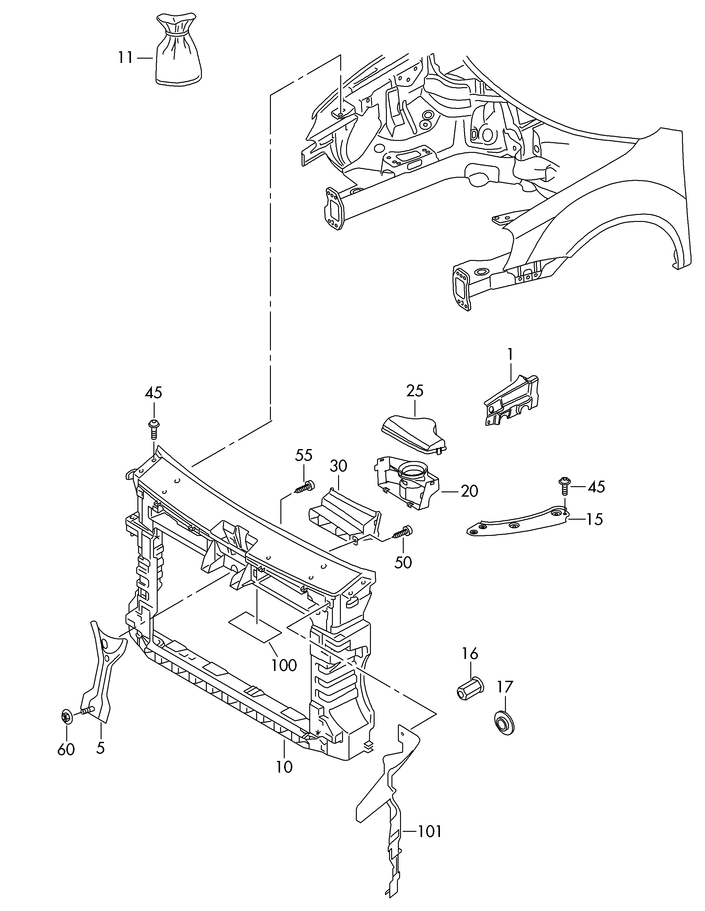 VW 1T0805588AC - Облицювання передка avtolavka.club