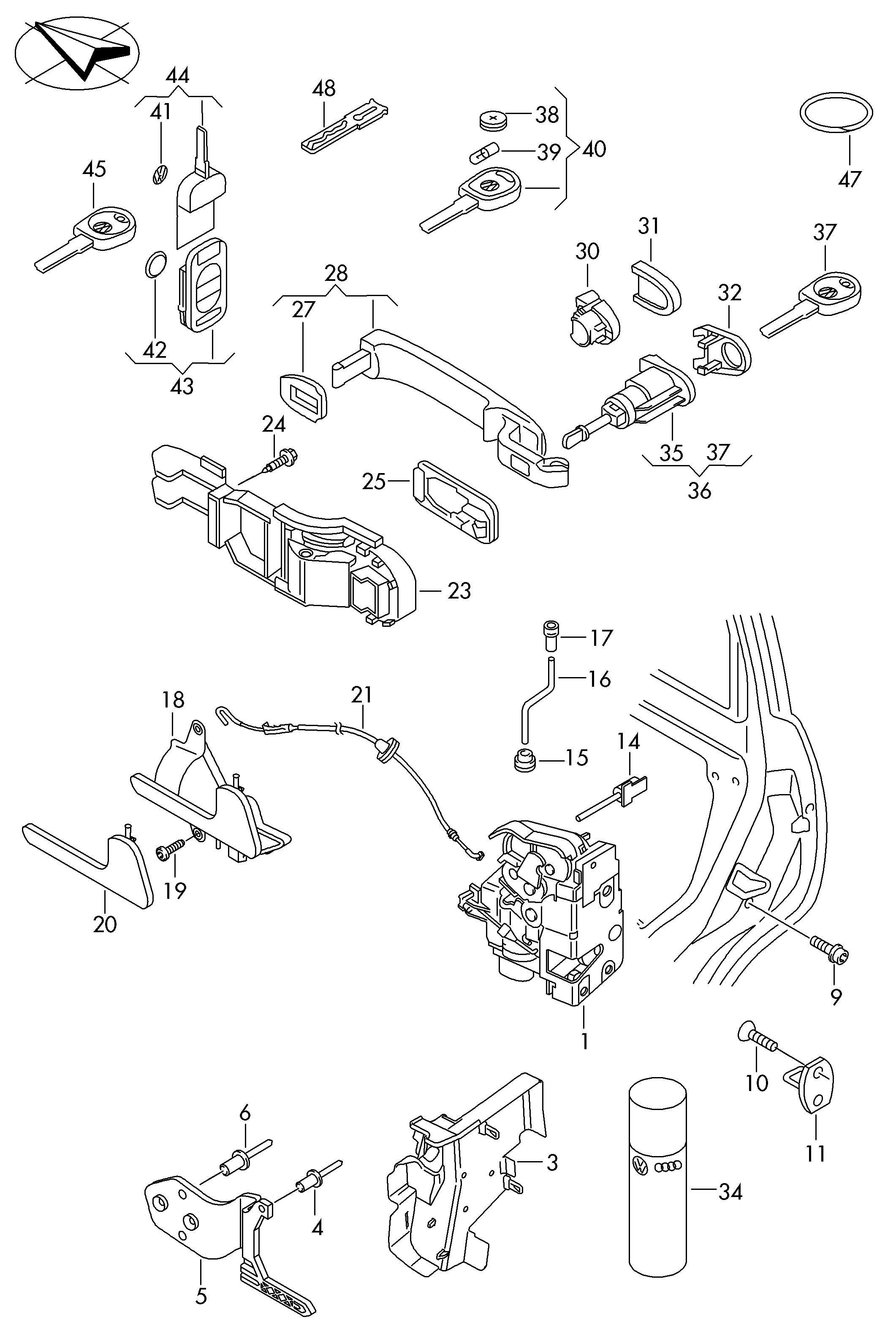 VW 7E0 837 085 - Трос, замок дверей avtolavka.club