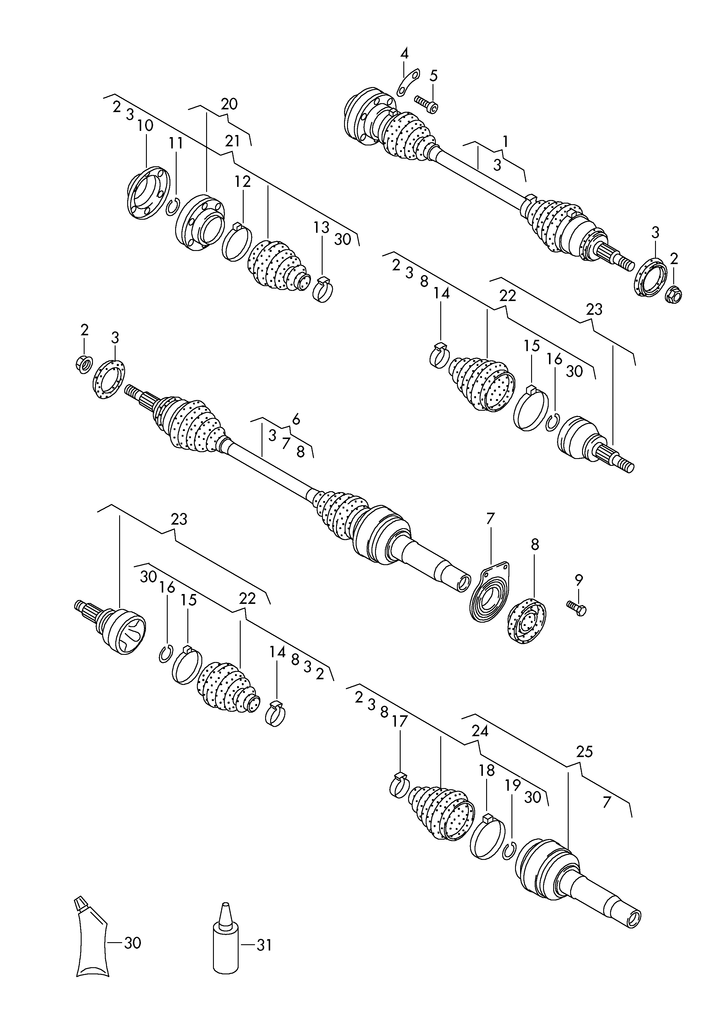 VW 7E0498104N - Шарнірний комплект, ШРУС, приводний вал avtolavka.club