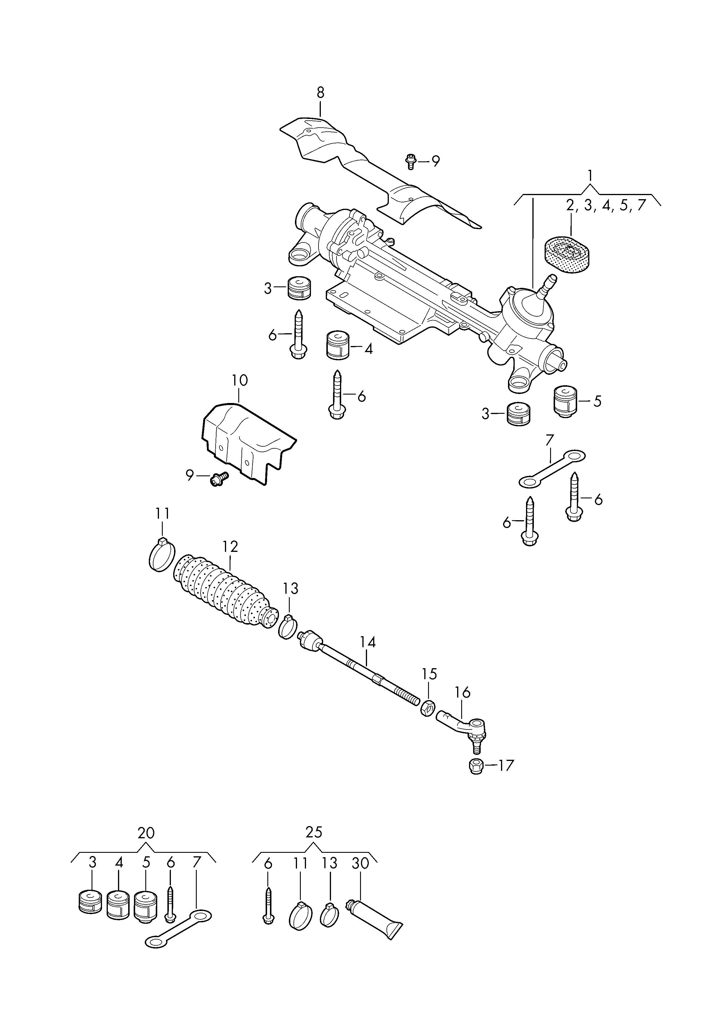 AUDI 5N1423058E - Рульовий механізм, рейка avtolavka.club